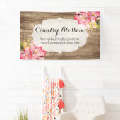 Rustisch hout en gepekeld Roze Hibiscus Vloerland Spandoek (Insitu)