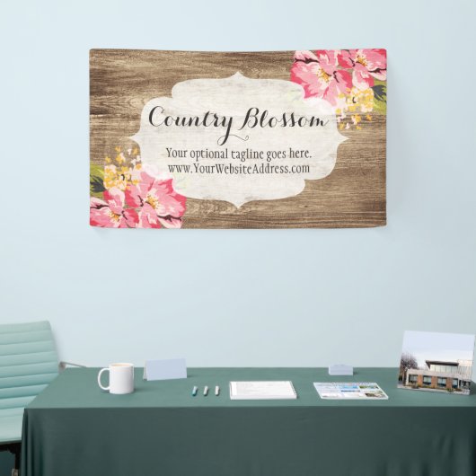 Rustisch hout en gepekeld Roze Hibiscus Vloerland Spandoek (Beurs)