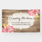 Rustisch hout en gepekeld Roze Hibiscus Vloerland Spandoek (Horizontaal)