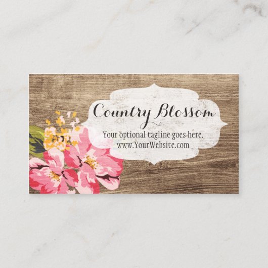 Rustisch hout en gepekeld Roze Hibiscus Vloerland Visitekaartje (Achterkant)