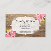 Rustisch hout en gepekeld Roze Hibiscus Vloerland Visitekaartje (Voorkant)