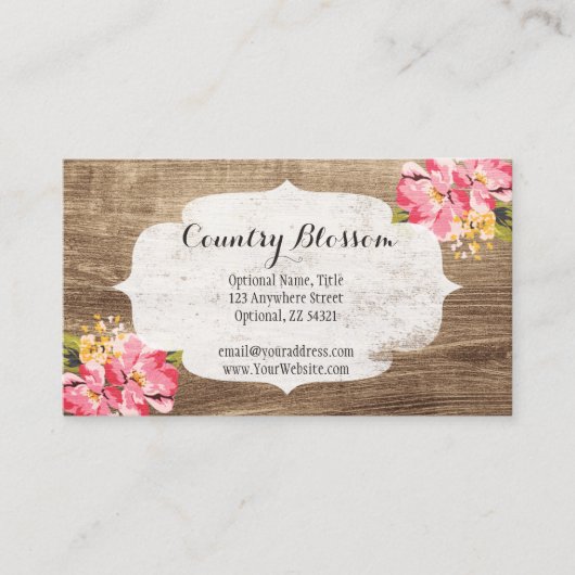 Rustisch hout en gepekeld Roze Hibiscus Vloerland Visitekaartje (Voorkant)