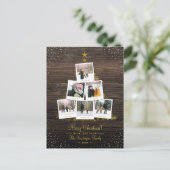 Rustisch hout en goud | kerstboomfotocollage briefkaart (Staand voorkant)