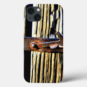 Rustisch hout en ijzermetaallatch Case-Mate iPhone case