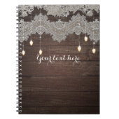 Rustisch hout en  kant & licht elegant notitieboek (Voorkant)