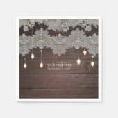 Rustisch hout en  kant & licht elegant servet (Voorkant)