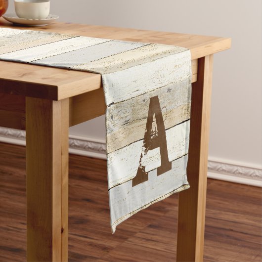 Rustisch hout en letter korte tafelloper (Voorbeeld)