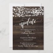 Rustisch hout en licht uitgestelde bruiloft-update kaart (Voorkant)