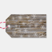 Rustisch hout en neusvlokken Gift Label Cadeaulabel (Achterkant Horizontaal)