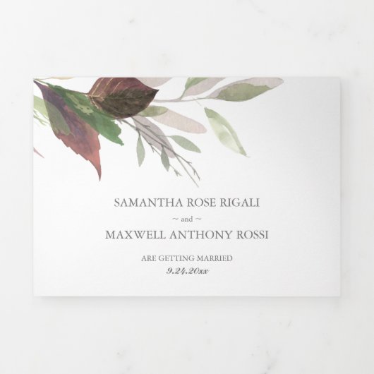 Rustisch hout en olie in één bruiloft drieluik uitnodiging (Cover)