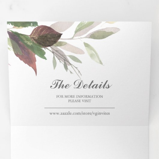 Rustisch hout en olie in één bruiloft drieluik uitnodiging (Binnenzijde eerst)