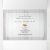 Rustisch hout en olie in één bruiloft drieluik uitnodiging (Binnenkant midden)