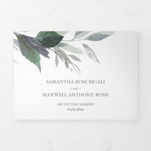 Rustisch hout en olie in één bruiloft drieluik uitnodiging (Cover)