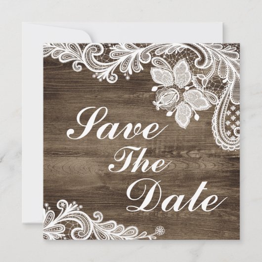 Rustisch hout en  oormerken bewaren de datum kaart (Voorkant)