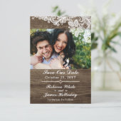 Rustisch hout en  oormerken bewaren de datum save the date (Staand voorkant)