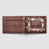Rustisch Hout en peach Floral Wedding Guest Book Gastenboek (Volledig)
