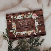 Rustisch Hout en peach Floral Wedding Guest Book Gastenboek