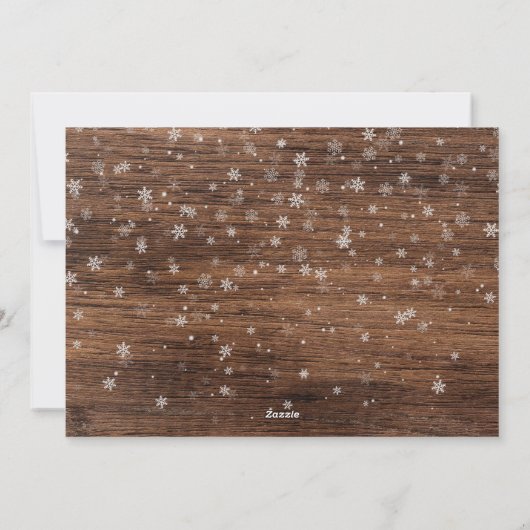 Rustisch hout en rood lint 3 Fotokerstcollage Feestdagenkaart (Achterkant)