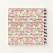 Rustisch hout en roze Floral - Aangepaste foto & n Notitieboek (Achterkant)