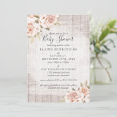 Rustisch hout en Shabby Chic Rozen Floral Baby sho Kaart (Staand voorkant)