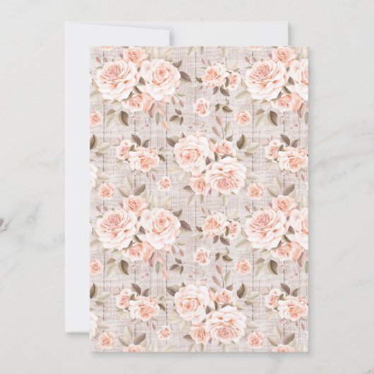 Rustisch hout en Shabby Chic Rozen Floral Baby sho Kaart (Achterkant)