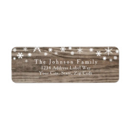 Rustisch hout en Snowflakes Holiday-retouradres Etiket