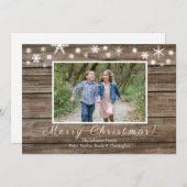 Rustisch hout en Snowflakes kerstkaart (Voorkant / Achterkant)