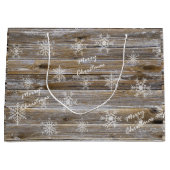 Rustisch hout en witte neusvlokken Zure kerst Groot Cadeauzakje (Voorkant)