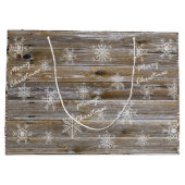 Rustisch hout en witte neusvlokken Zure kerst Groot Cadeauzakje (Achterkant)