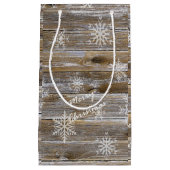 Rustisch hout en witte neusvlokken Zure kerst Klein Cadeauzakje (Voorkant)