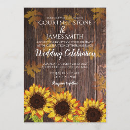 Rustisch hout en zonnebloem | Fall Wedding Kaart