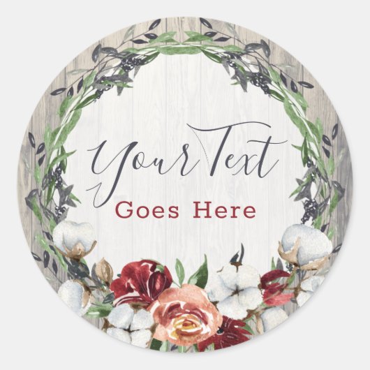 Rustisch hout en Zuidelijk Land Cotton Boutique Ronde Sticker (Voorkant)