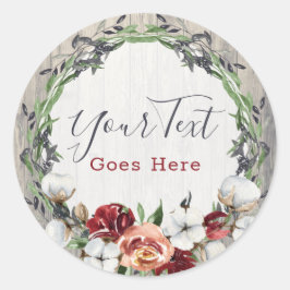 Rustisch hout en Zuidelijk Land Cotton Boutique Ronde Sticker