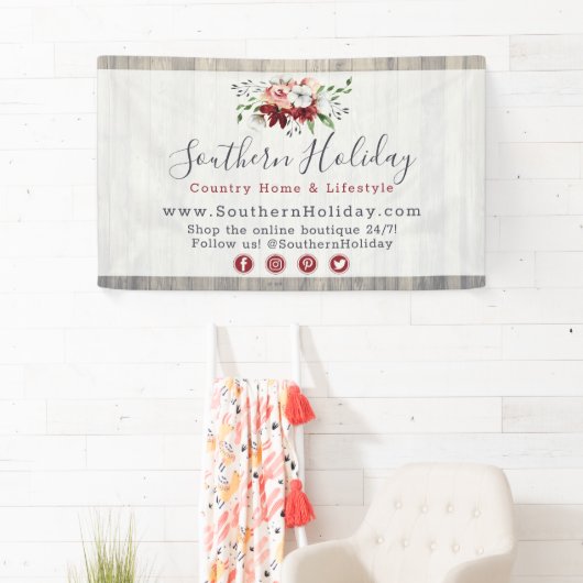 Rustisch hout en Zuidelijk Land Cotton Boutique Spandoek (Insitu)