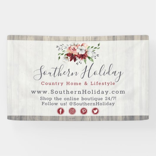 Rustisch hout en Zuidelijk Land Cotton Boutique Spandoek (Horizontaal)