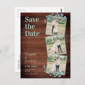 Rustisch hout Eucalyptus 3 Foto slaat de datum op Briefkaart (Voorkant / Achterkant)