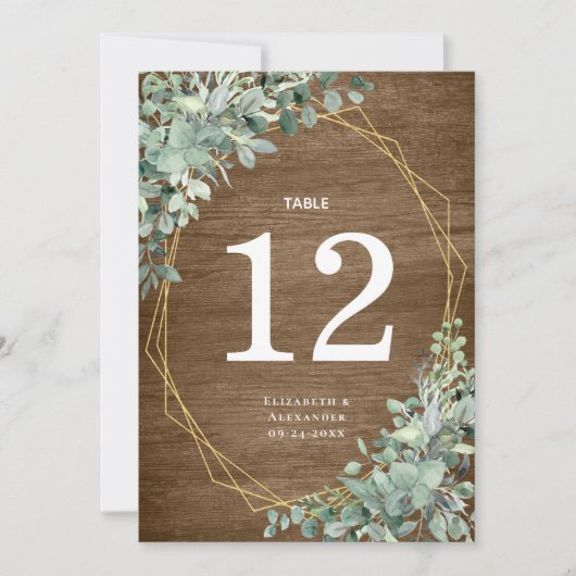 Rustisch hout Eucalyptus Weddenschap groot tabelnu (Voorkant)