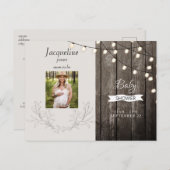 Rustisch Hout Foto neutraal licht Baby shower Uitnodiging Briefkaart (Voorkant / Achterkant)