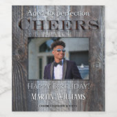 Rustisch hout Foto van Birthday Wine Label Wijn Etiket (Enkel label)