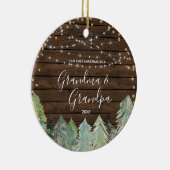 Rustisch hout Grandma Grandpa Kerstversier Keramisch Ornament (Rechts)