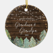 Rustisch hout Grandma Grandpa Kerstversier Keramisch Ornament (Voorkant)