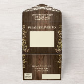 Rustisch hout in één bruiloft all in one uitnodiging (Buitenkant)