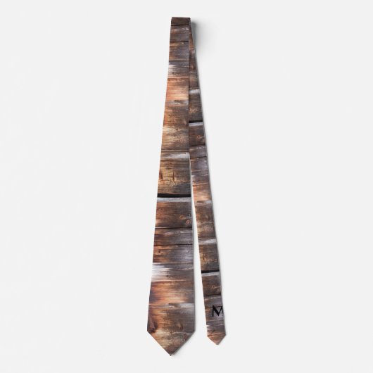 Rustisch hout + Initialen Groomsmen Gift Stropdas (Voorkant)