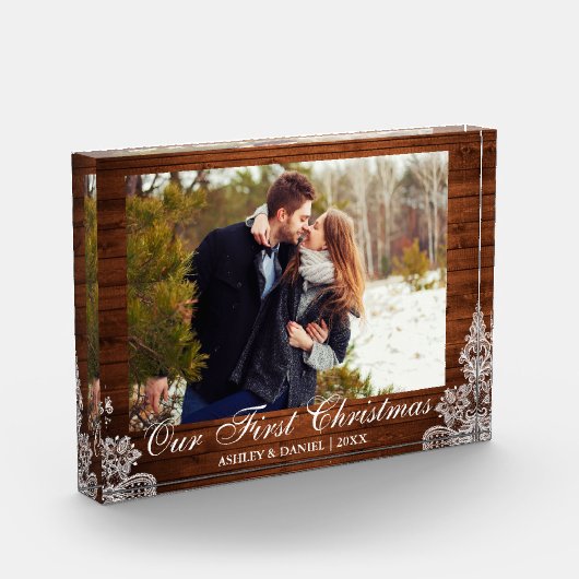 Rustisch hout laat ons eerste kerstpaar zien fotoblokken (Links)