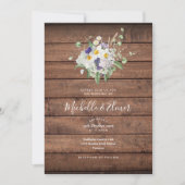 Rustisch hout Land Wildbloemen Floral Wedding Kaart (Voorkant)