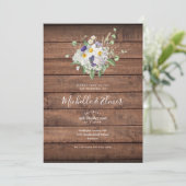 Rustisch hout Land Wildbloemen Floral Wedding Kaart (Staand voorkant)