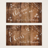 Rustisch hout, lichte en neusvlokken, Drink Ticket Visitekaartje (Voorkant /achterkant)