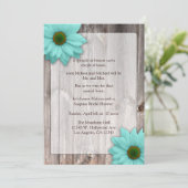 Rustisch hout met Blauwgroen blauw-Daisies Vrijgez Kaart (Staand voorkant)