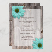 Rustisch hout met Blauwgroen blauw-Daisies Vrijgez Kaart (Voorkant / Achterkant)