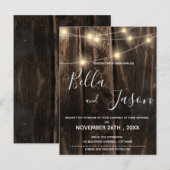 Rustisch hout met de uitnodiging van de het weduwe (Voorkant / Achterkant)